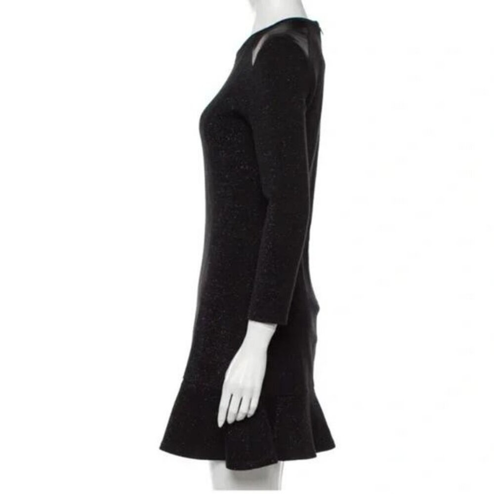 SANDRO Wool Blend Metallic Faux Leather Dress Size 6 - Picture 4 of 11